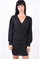 Dress Vila Vipartina V-Neck Gathering Black